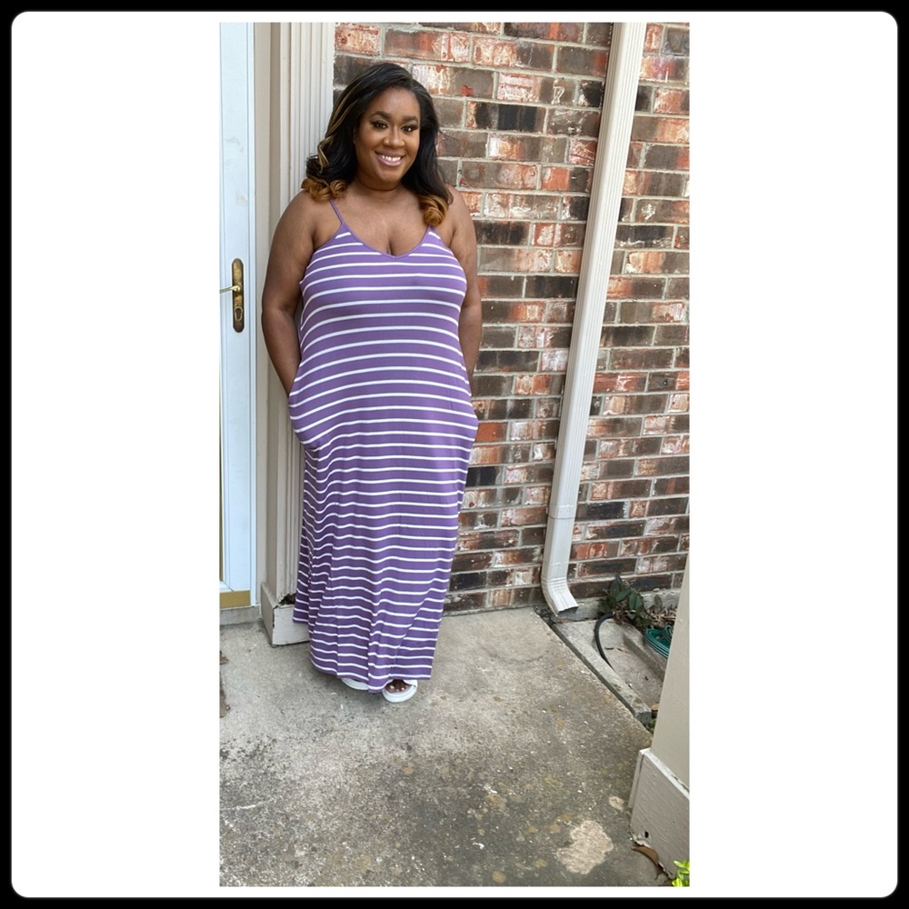 Lavender Striped Maxi Dress